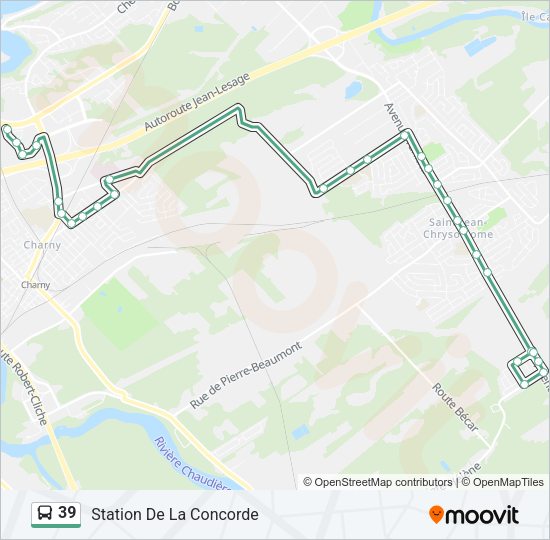 Plan de la ligne 39 de bus