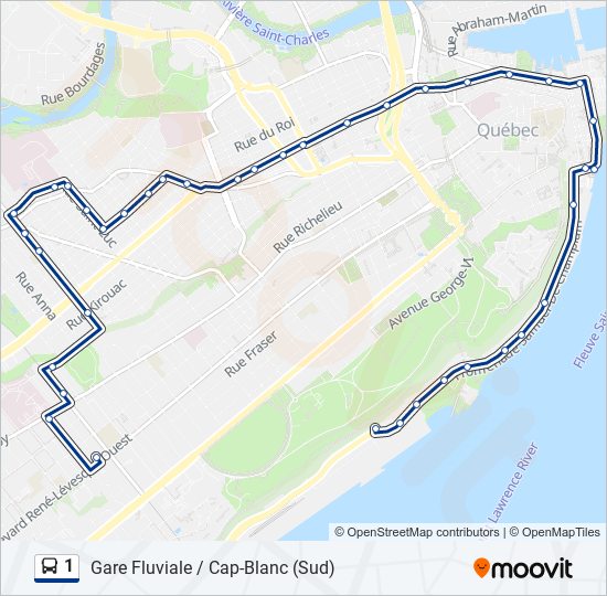 Plan de la ligne 1 de bus