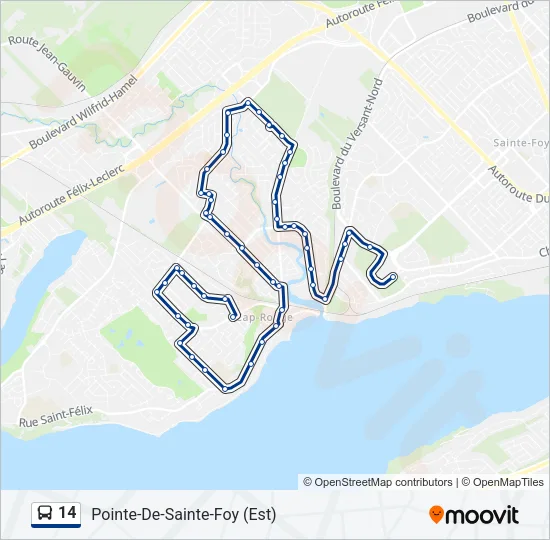 Plan de la ligne 14 de bus