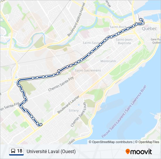 Plan de la ligne 18 de bus