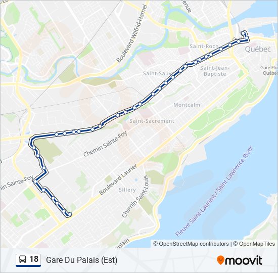 Plan de la ligne 18 de bus