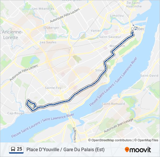 Plan de la ligne 25 de bus