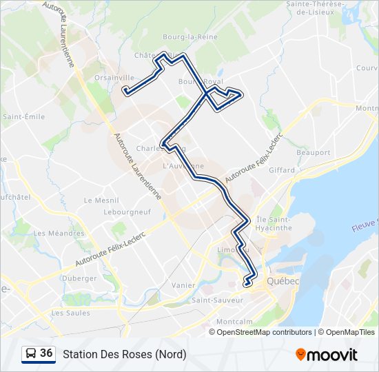 Plan de la ligne 36 de bus