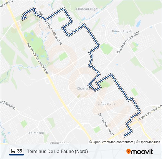 Plan de la ligne 39 de bus