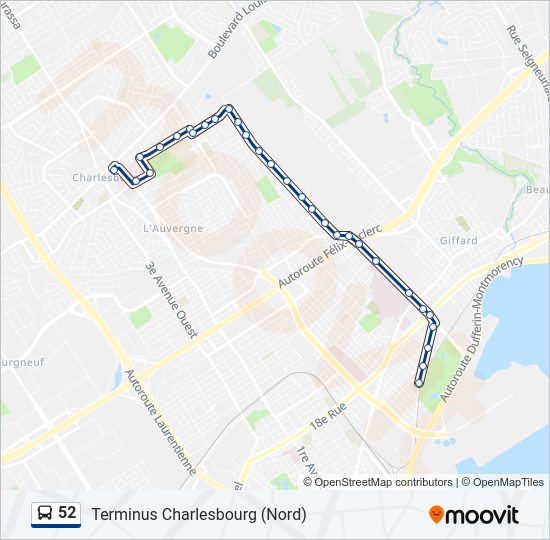 52 Bus Line Map