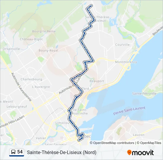 54 Bus Line Map