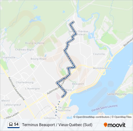 54 Bus Line Map