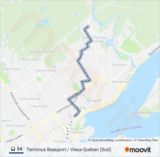 54 Bus Line Map