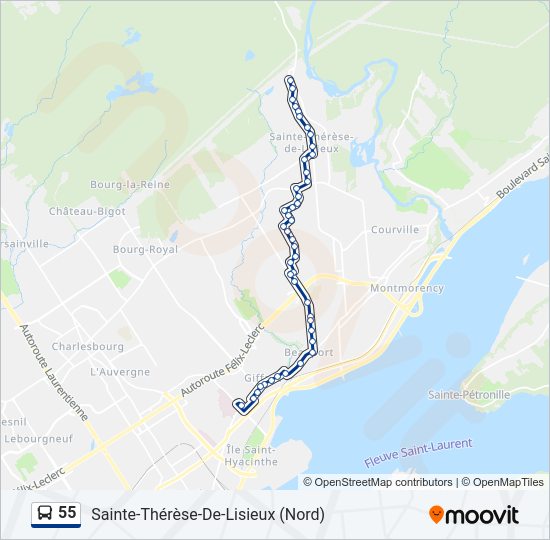 55 bus Line Map