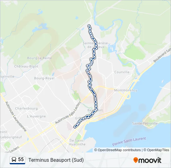 55 Bus Line Map