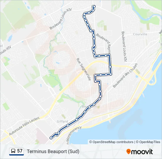 57 Bus Line Map