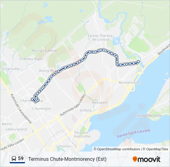 Plan de la ligne 59 de bus