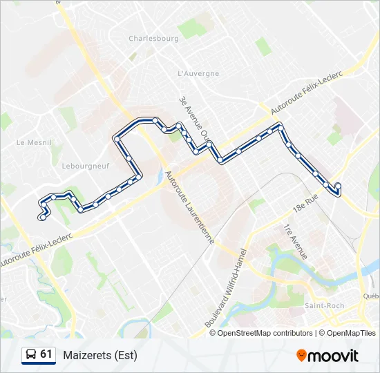 61 Bus Line Map