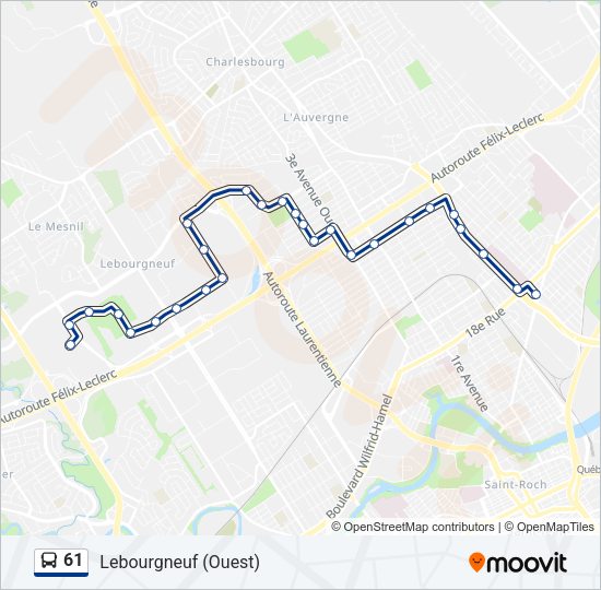 Plan de la ligne 61 de bus