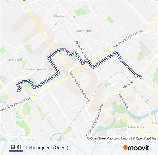 61 Bus Line Map