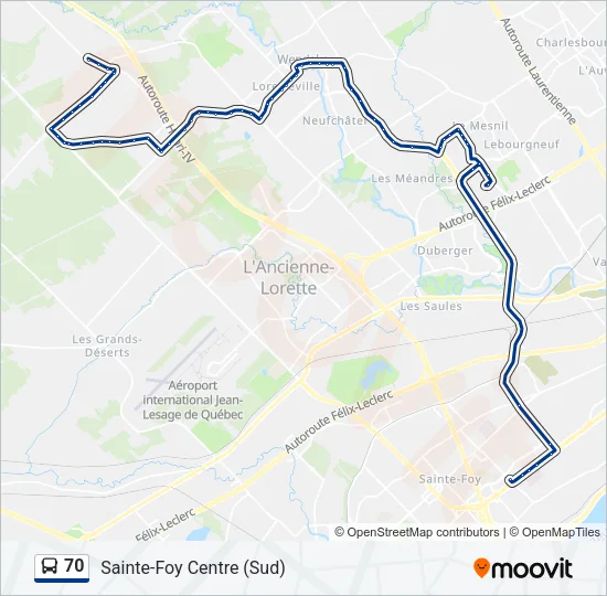 70 Bus Line Map
