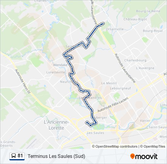 Plan de la ligne 81 de bus