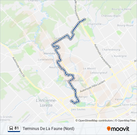 Plan de la ligne 81 de bus