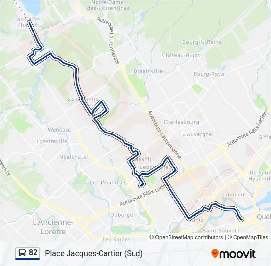 Plan de la ligne 82 de bus