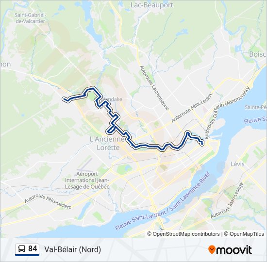 Plan de la ligne 84 de bus