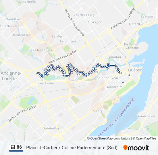 86 Bus Line Map