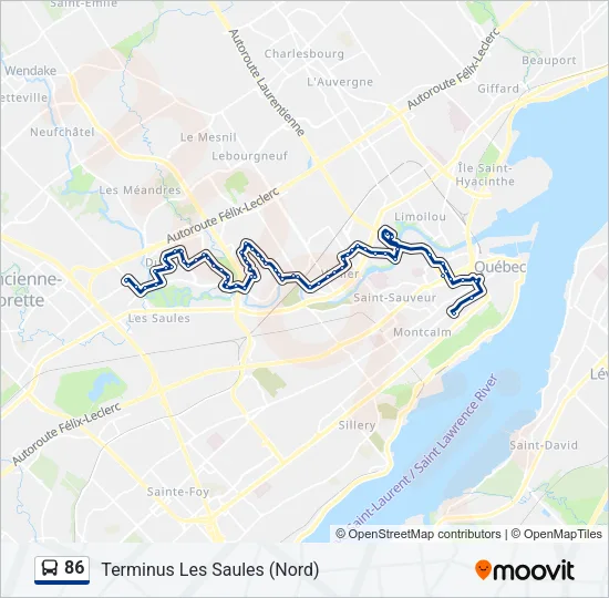 86 Bus Line Map
