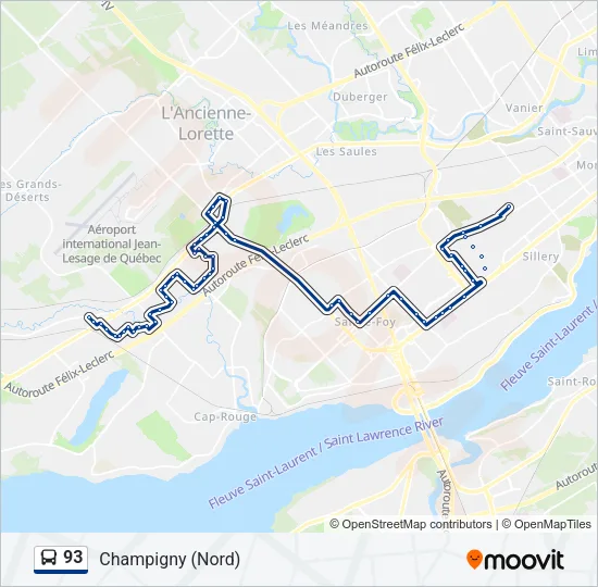 93 Bus Line Map