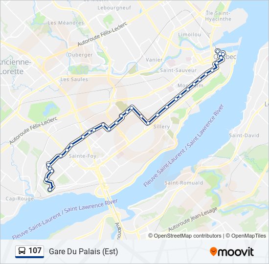 Plan de la ligne 107 de bus