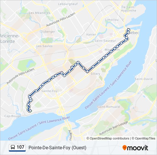 Plan de la ligne 107 de bus