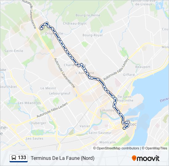 133 bus Line Map