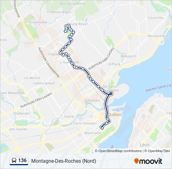 Plan de la ligne 136 de bus