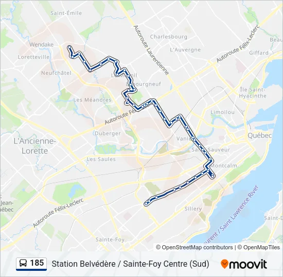 185 Bus Line Map