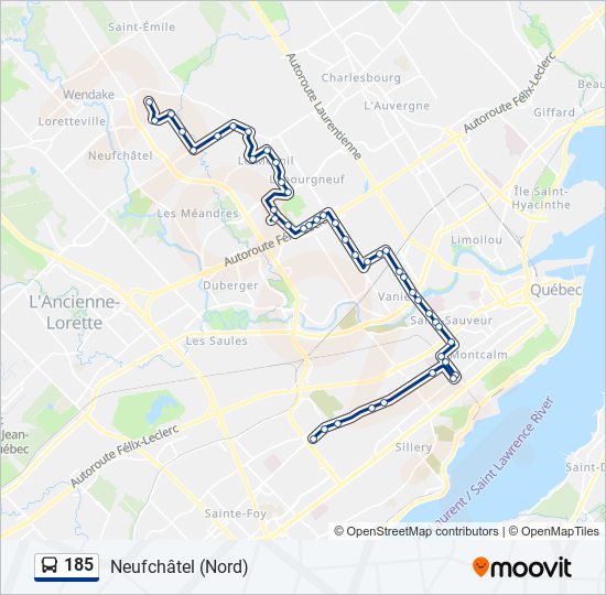 185 bus Line Map