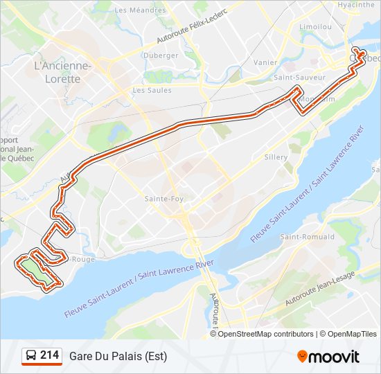 Plan de la ligne 214 de bus