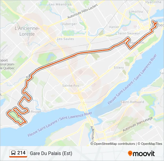 Plan de la ligne 214 de bus