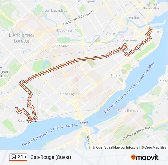 Plan de la ligne 215 de bus