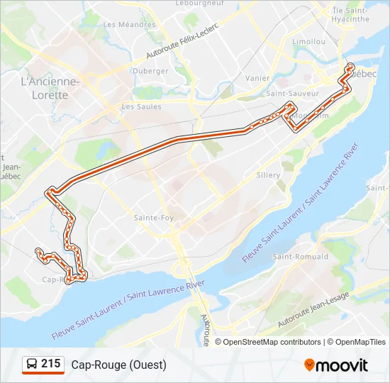 215 Bus Line Map