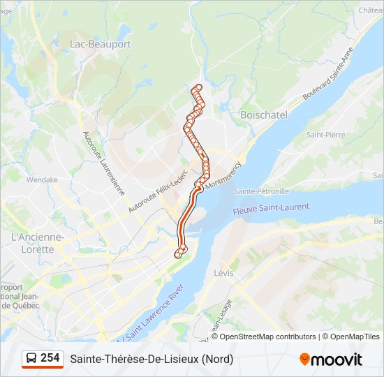 Plan de la ligne 254 de bus