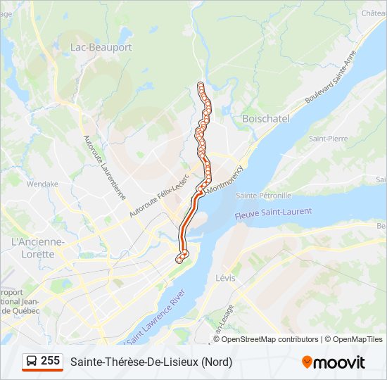 255 bus Line Map