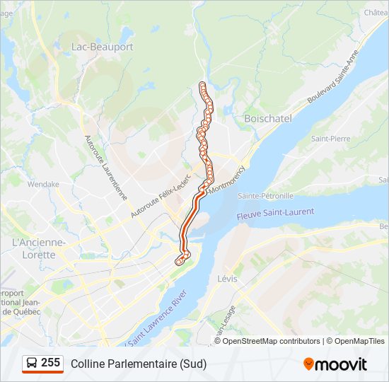 Plan de la ligne 255 de bus