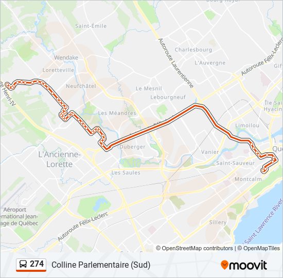 Plan de la ligne 274 de bus