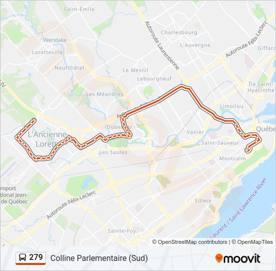 Plan de la ligne 279 de bus