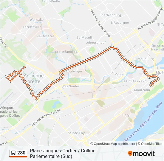 280 Bus Line Map