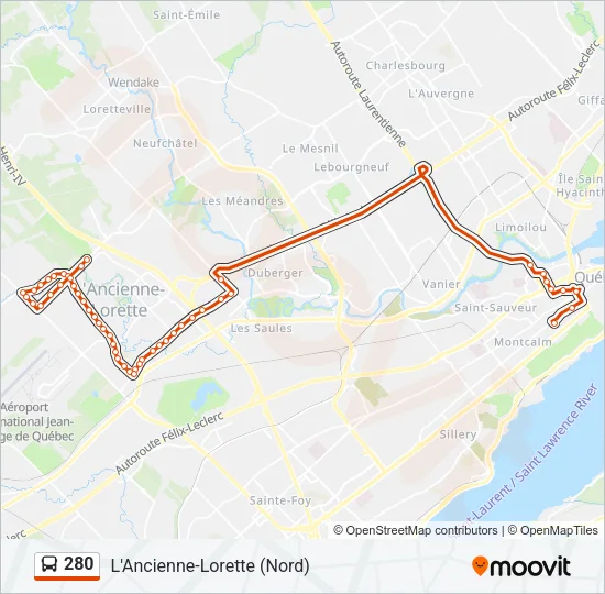 280 Bus Line Map