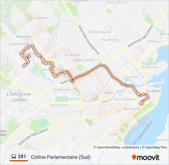 281 Bus Line Map