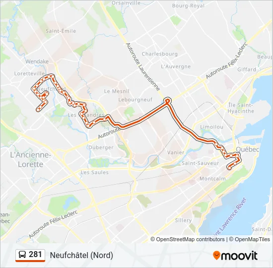 281 Bus Line Map