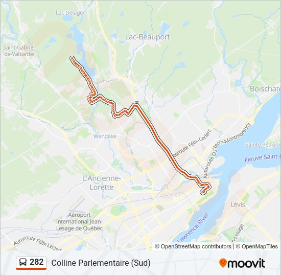 Plan de la ligne 282 de bus