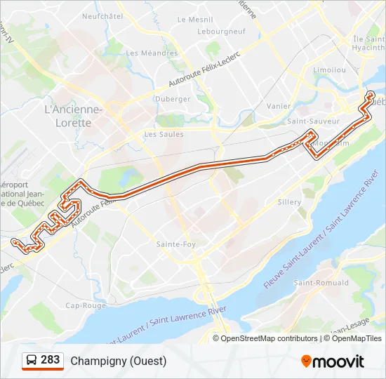 283 Bus Line Map