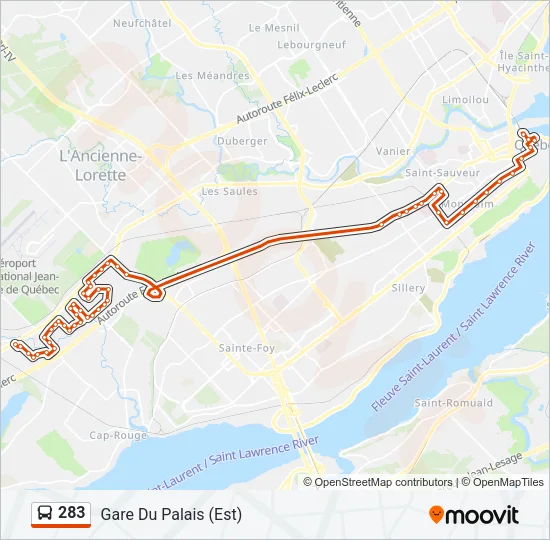 283 Bus Line Map