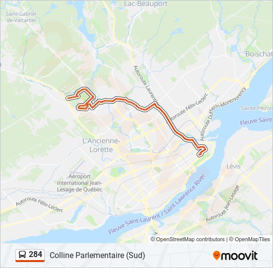 Plan de la ligne 284 de bus